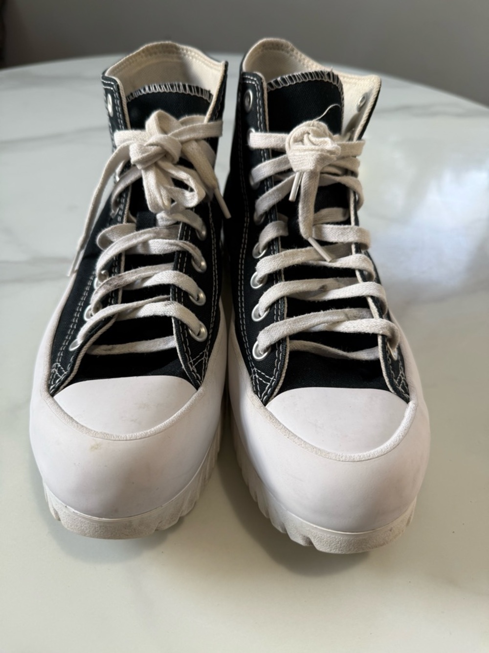 Converse Black & White High-Top Platform Sneakers - Picture 7 of 11